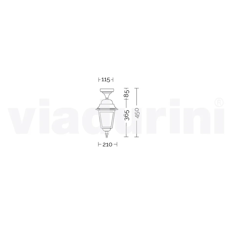 Gartendeckenleuchte aus Aluminium, hergestellt in Italien, Aquilina Viadurini