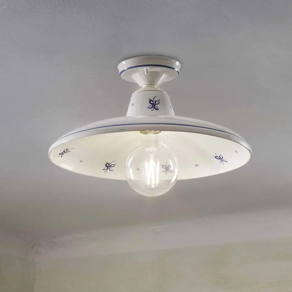 Deckenlampe aus Keramik und handbemalten Vintage-Dekorationen - Como Viadurini