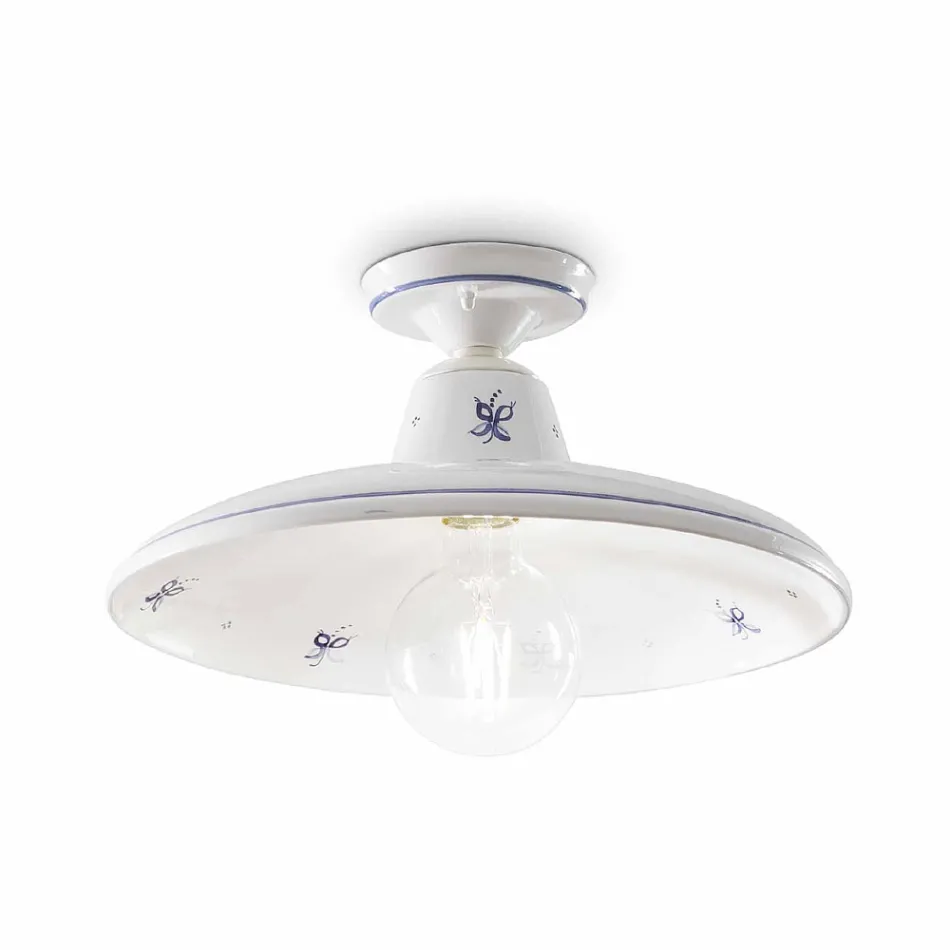 Deckenlampe aus Keramik und handbemalten Vintage-Dekorationen - Como Viadurini