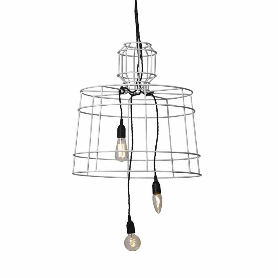 Hängelampe 3 Leuchten in Weiß oder Naturmetall - Stylus Viadurini