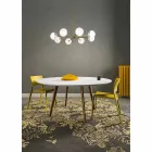 Pendelleuchte 8-flammig aus natürlichem Messing und Glas - Molecola von Il Fanale Viadurini