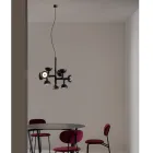 Pendelleuchte 9 Lichter Design in Weiß oder Schwarz Aluminium - Celio Viadurini