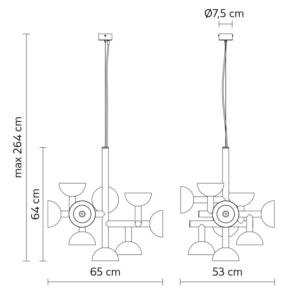 Pendelleuchte 9 Lichter Design in Weiß oder Schwarz Aluminium - Celio Viadurini