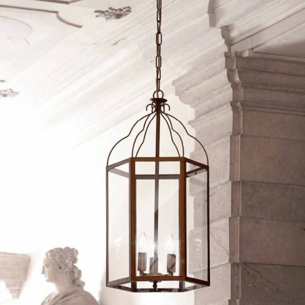 Pendelleuchte mit 3 Leuchten aus Messing und Glas Turandot Viadurini