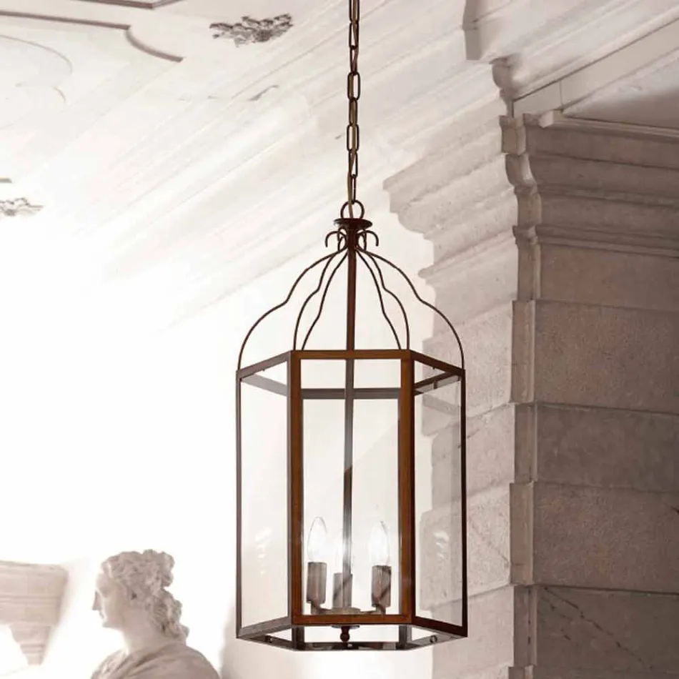 Pendelleuchte mit 3 Leuchten aus Messing und Glas Turandot Viadurini