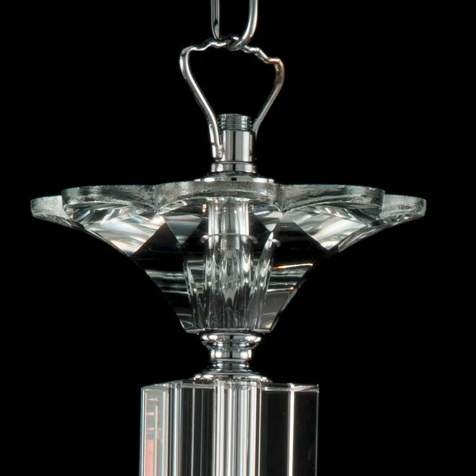 Pendelleuchte mit 3 Leuchten in Glas und Ivy Kristall, hergestellt in Italien Viadurini