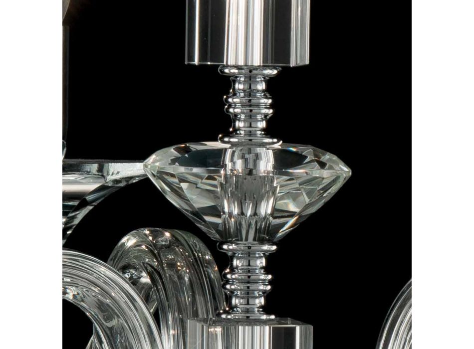 Pendelleuchte mit 3 Leuchten in Glas und Ivy Kristall, hergestellt in Italien Viadurini