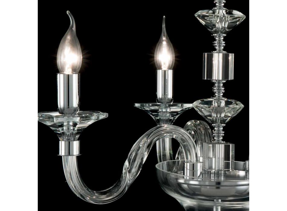 Pendelleuchte mit 3 Leuchten in Glas und Ivy Kristall, hergestellt in Italien Viadurini