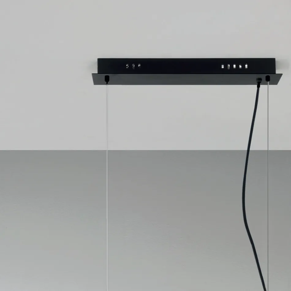 Pendelleuchte mit 6 Lichtern aus Metall und modernem mundgeblasenem Glas - Birga Viadurini