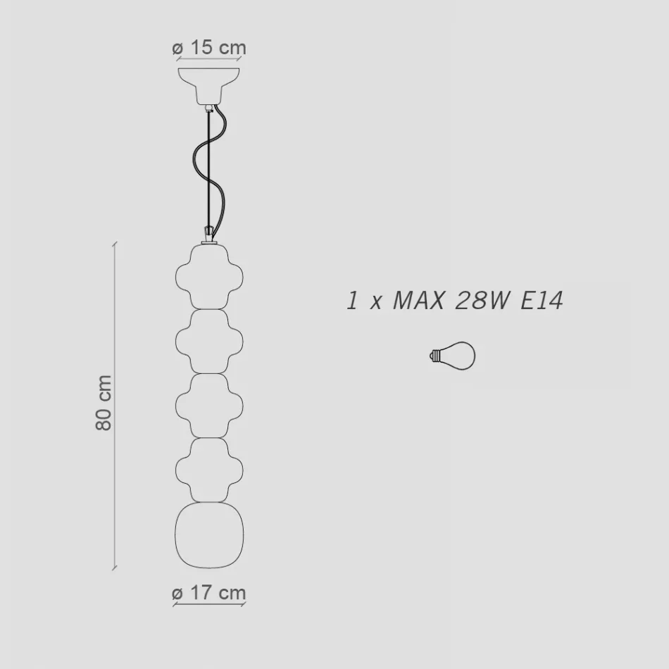 Hängelampe mit 4 Elementen aus Keramik und Glas, hergestellt in Italien – Capocabana Viadurini