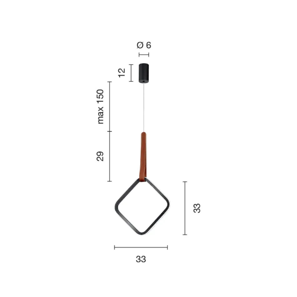 Hängelampe mit geometrischen Formen und Details aus Kunstleder – Zypresse Viadurini