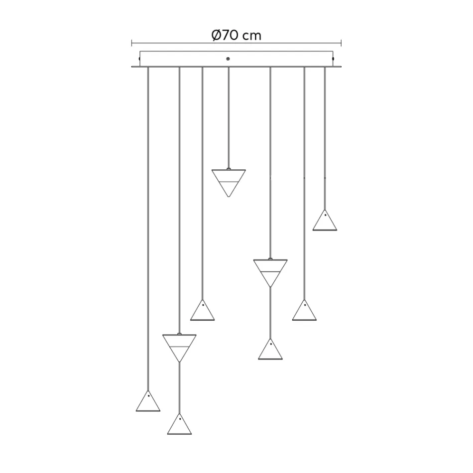 Design Pendelleuchte 5 oder 7 Lichter Schwarzer Aluminiumdraht - Mercado Viadurini