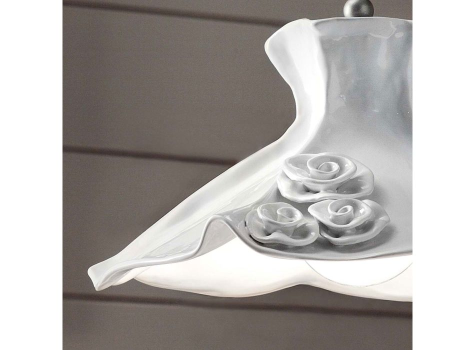 Handgefertigte Hängelampe aus polierter Keramik mit Rosen und Eisen – Lecco Viadurini