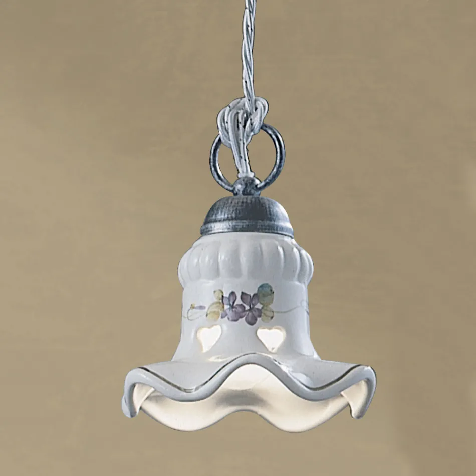 Handbemalte handbemalte Pendelleuchte aus Eisen und Keramik - Chieti Viadurini