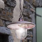 Pendelleuchte aus schwarzem kupfernem Aluminium mit handgefertigter Dekoration - Latina Viadurini