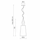 Hängelampe in Weiß Keramik Lampenschirm in Leinen Long Design - Cadabra Viadurini