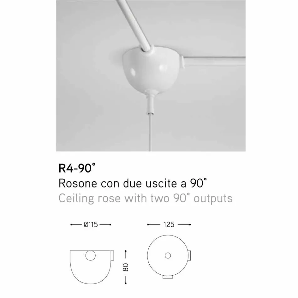 Die Pendelleuchte keramische Glasur, stieg auf zwei Ausgänge bei 90 ° Viadurini