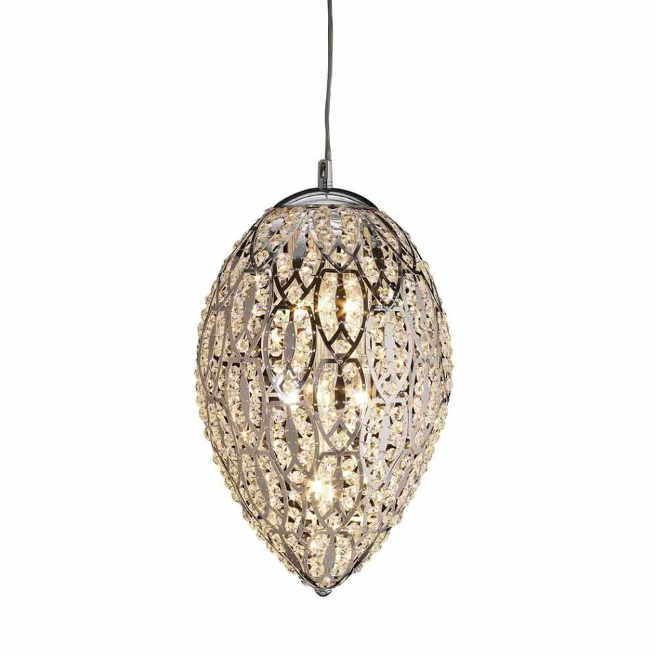 Hängeleuchte aus Glas und Stahl in Form von Ei Viadurini