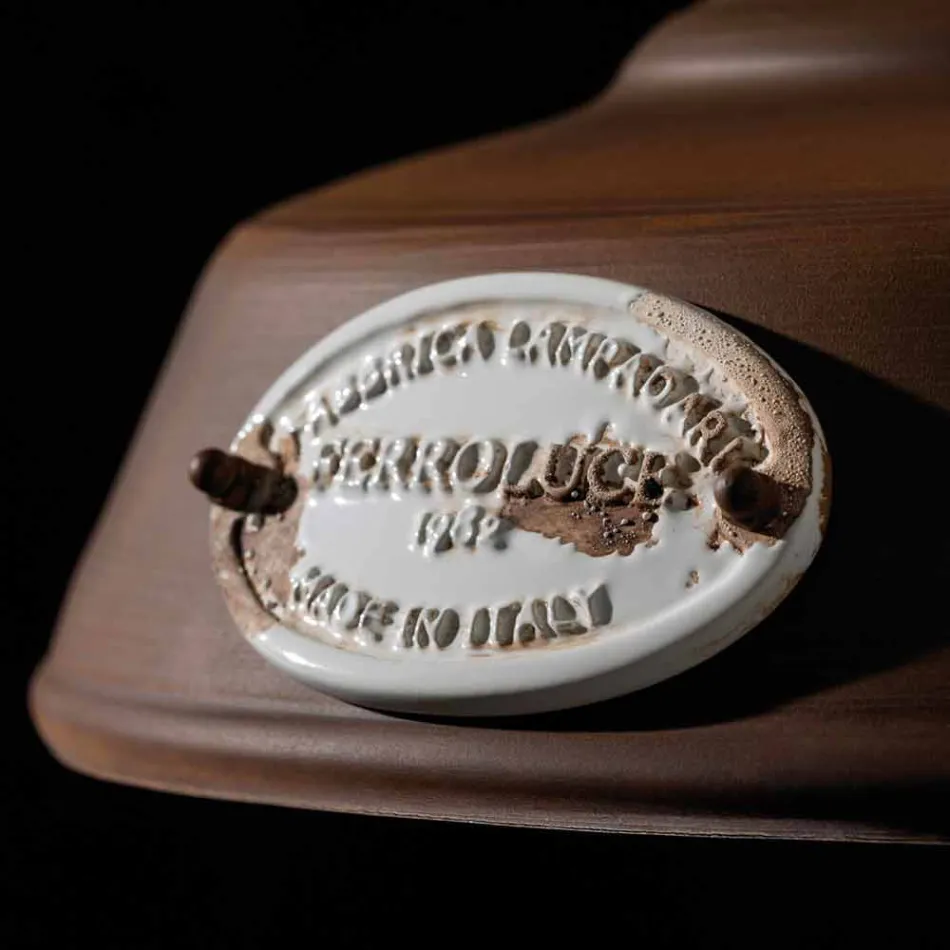 Lampe antike Eisensuspension und Keramik Teresa Ferroluce Viadurini