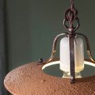 Pendelleuchte aus Eisen und handgefertigter roher Keramik - Bologna Viadurini