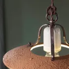 Pendelleuchte aus Eisen und handgefertigter roher Keramik - Bologna Viadurini