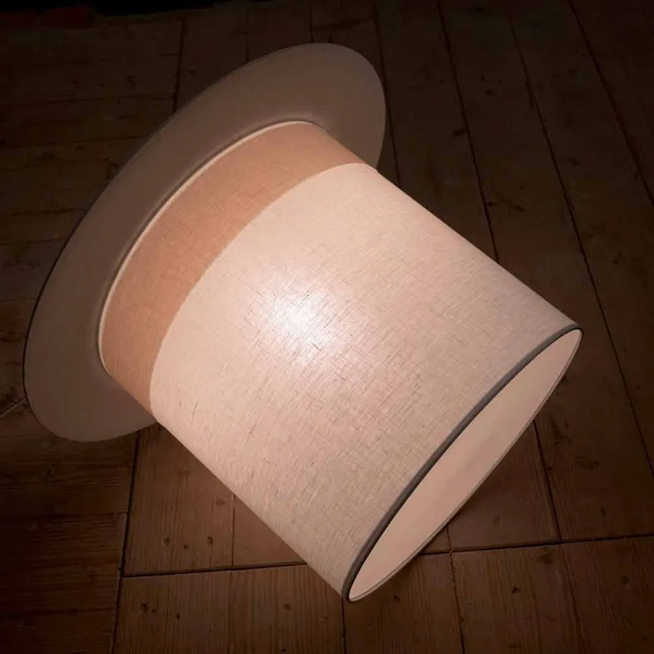 Cylinder Design White Leinen Hängelampe, Made in Italy - Magic Viadurini