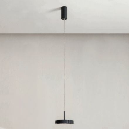 Hängelampe aus schwarz lackiertem Metall und LED-Licht – Hainbuche Viadurini