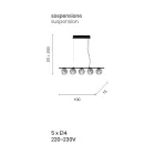 Pendelleuchte aus goldfarben lackiertem Metall und mundgeblasenem Glas - Birga Viadurini