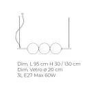 Pendelleuchte aus mundgeblasenem Venedig Glas 95 cm - Jupiter Viadurini