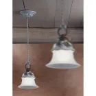 Pendelleuchte aus Glas, Eisen und handbemalter Keramik - Ferrara Viadurini