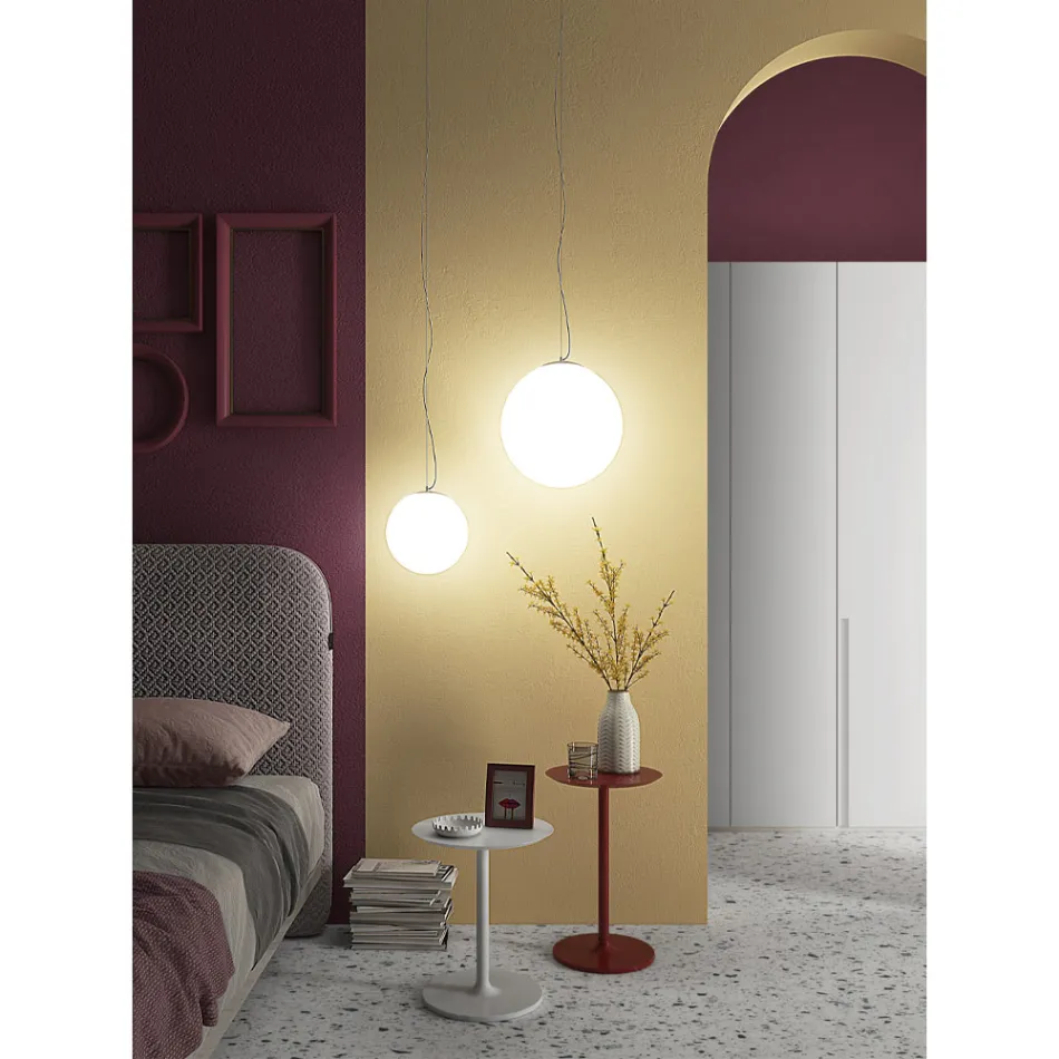 Pendelleuchte aus mundgeblasenem weißem venezianischem Glas - Moon Viadurini