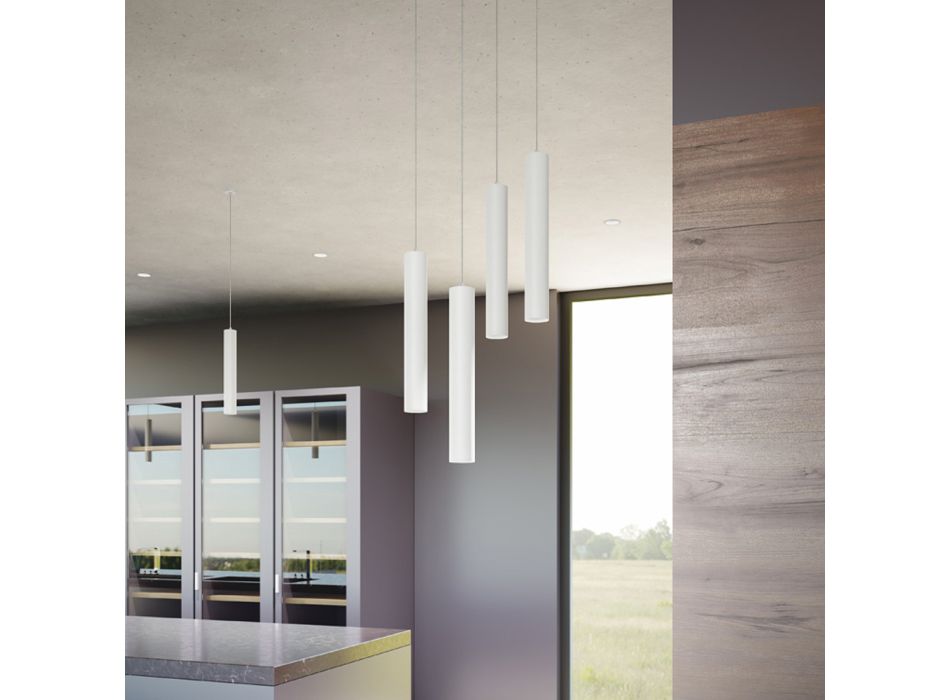 LED Einbau-Pendelleuchte aus weißem oder schwarzem Aluminium - Rebolla Viadurini