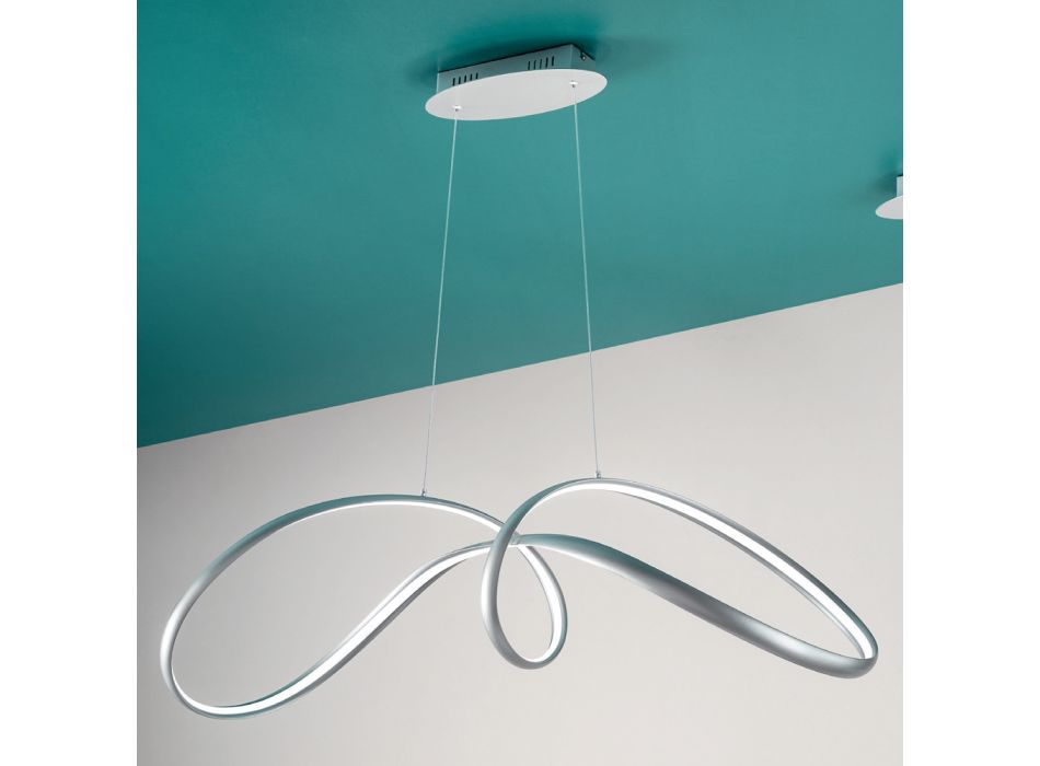 LED-Pendelleuchte aus silberfarbenem Metall, 2 Größen Modernes Design - Lumino Viadurini
