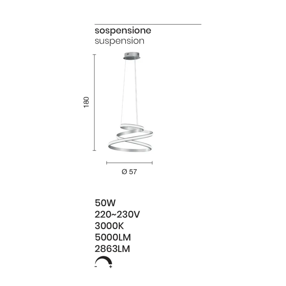 LED Pendelleuchte aus weiß oder silber lackiertem Metall - Rivolta Viadurini