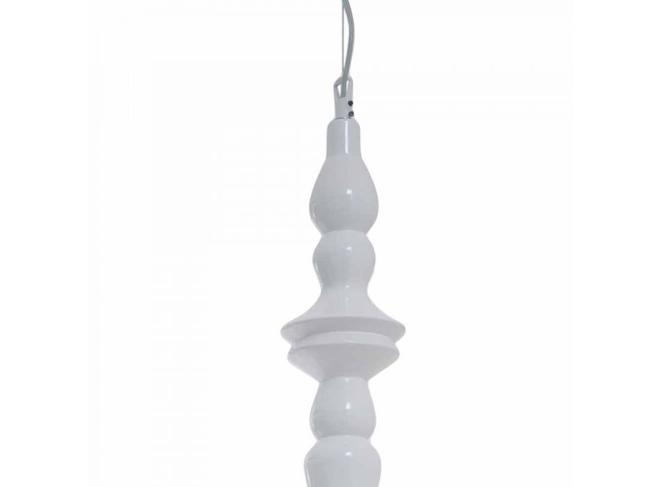 Hängelampenschirm kurz in weiß glänzendem Keramikdesign - Cadabra Viadurini