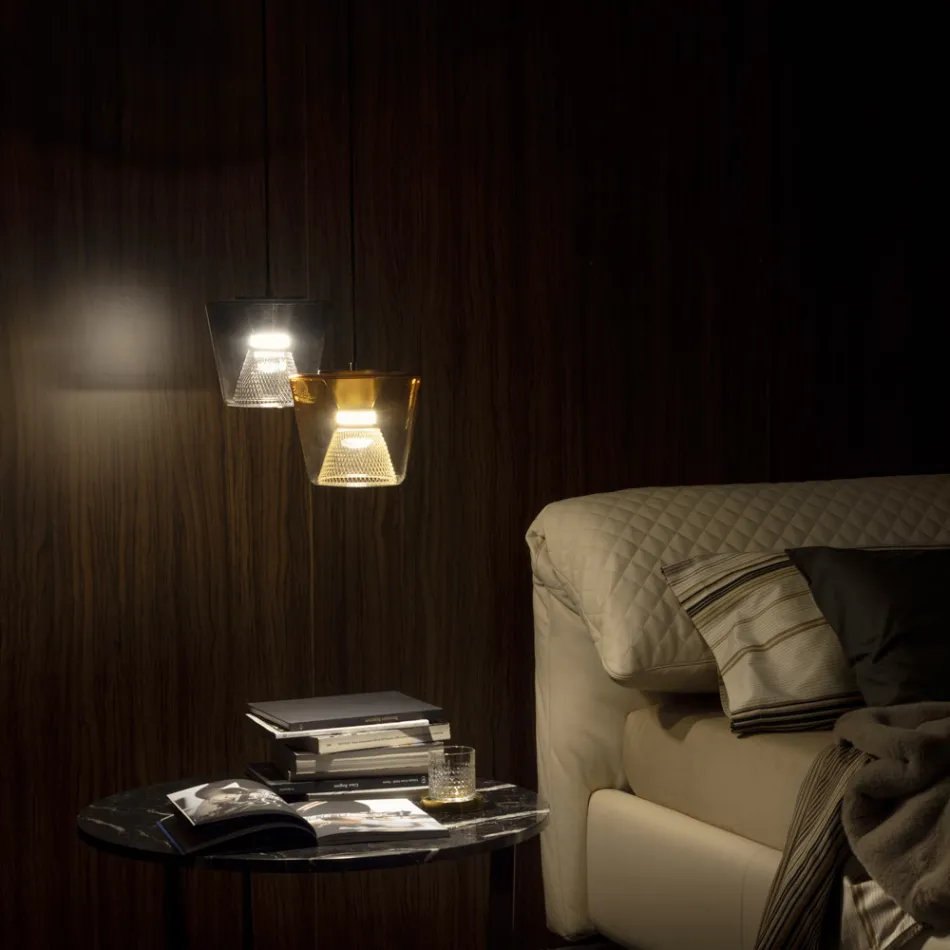 Hängeleuchte aus Metall und Glas Made in Italy - Think Viadurini