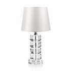 Luxuriöse Stützlampe mit Kristallsockel und Stoffschirm - Spinoza Viadurini