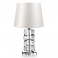 Luxuriöse Stützlampe mit Kristallsockel und Stoffschirm - Spinoza