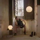 Tischlampe in weißem Satin Glas und Metall Modernes Design - Morse Viadurini