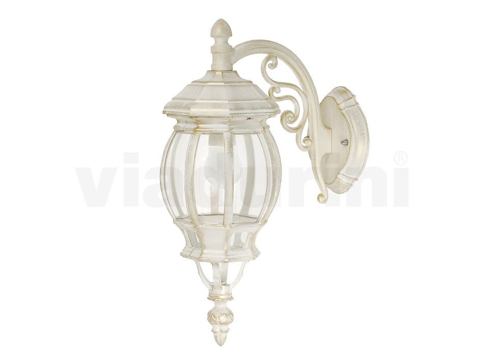 Außenlampe im Vintage-Stil aus weißem Aluminium, hergestellt in Italien – Dodo Viadurini