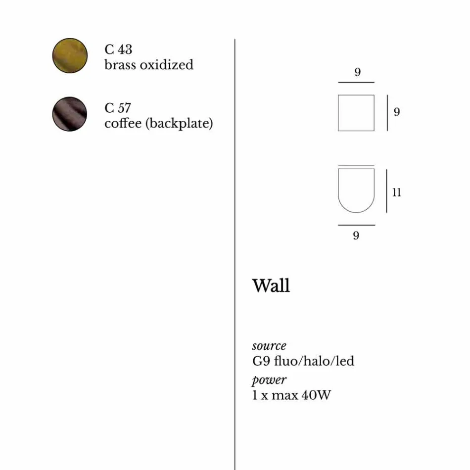 Moderne Wandlampe aus Messing und Stahl Ø11xh.11xsp.12 cm Bernadette Viadurini