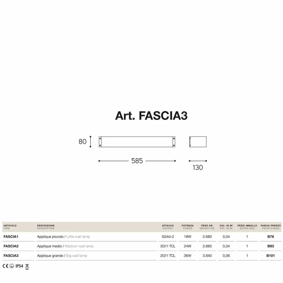 Wandleuchte Fashion Kupfer und weißen Methacrylat Viadurini