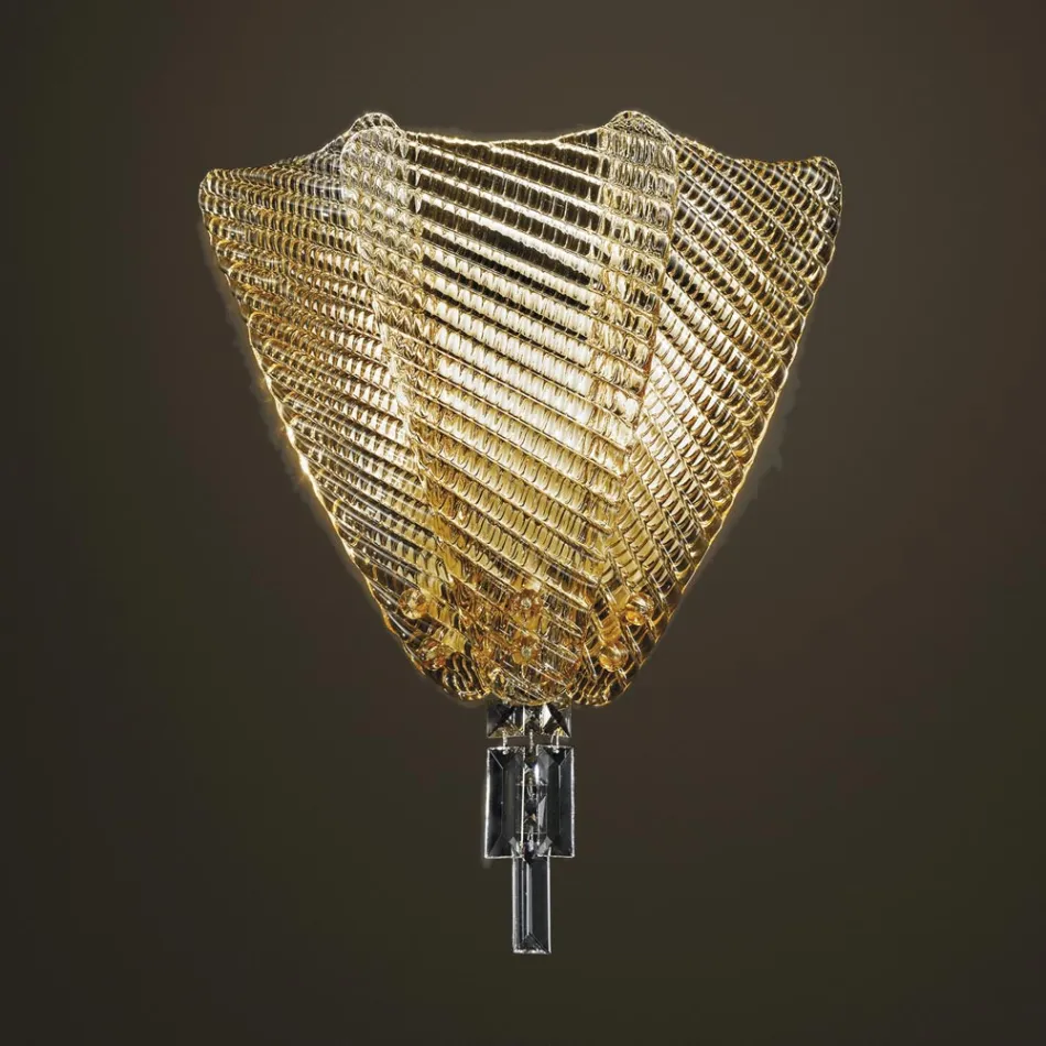 Bernsteinfarbene Wandlampe aus Venedig-Glas Made in Italy - Fabiana Viadurini