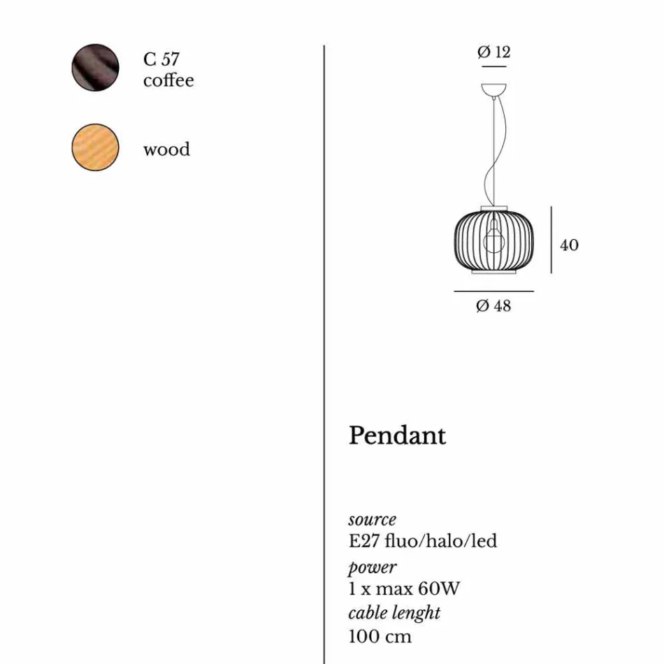 Moderne Wandlampe aus Stahl Ø48xh.40xL.cavo100 cm Beren Viadurini