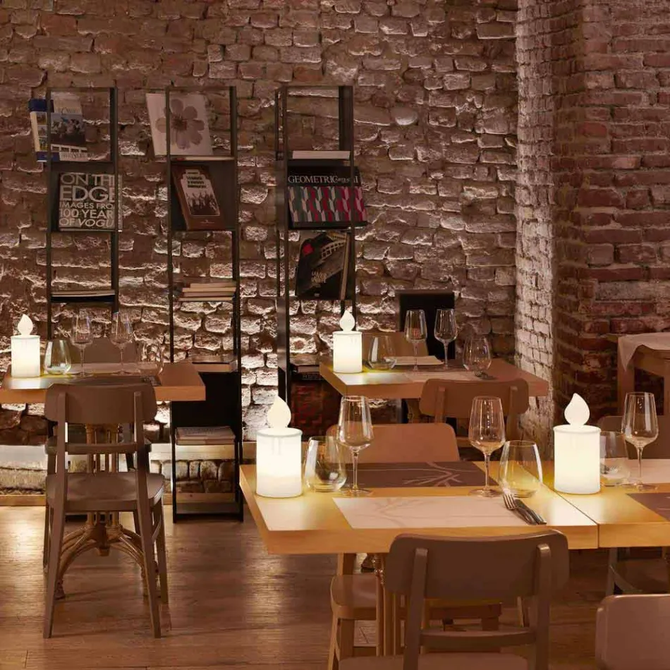 Weiße LED Tischlampe Luminous Candle Design von Slide - Flame Viadurini