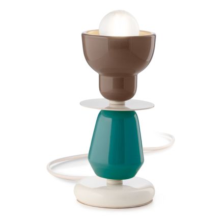Niedrige Keramik-Tischlampe in 2 Farben, hergestellt in Italien – Berimbau Viadurini