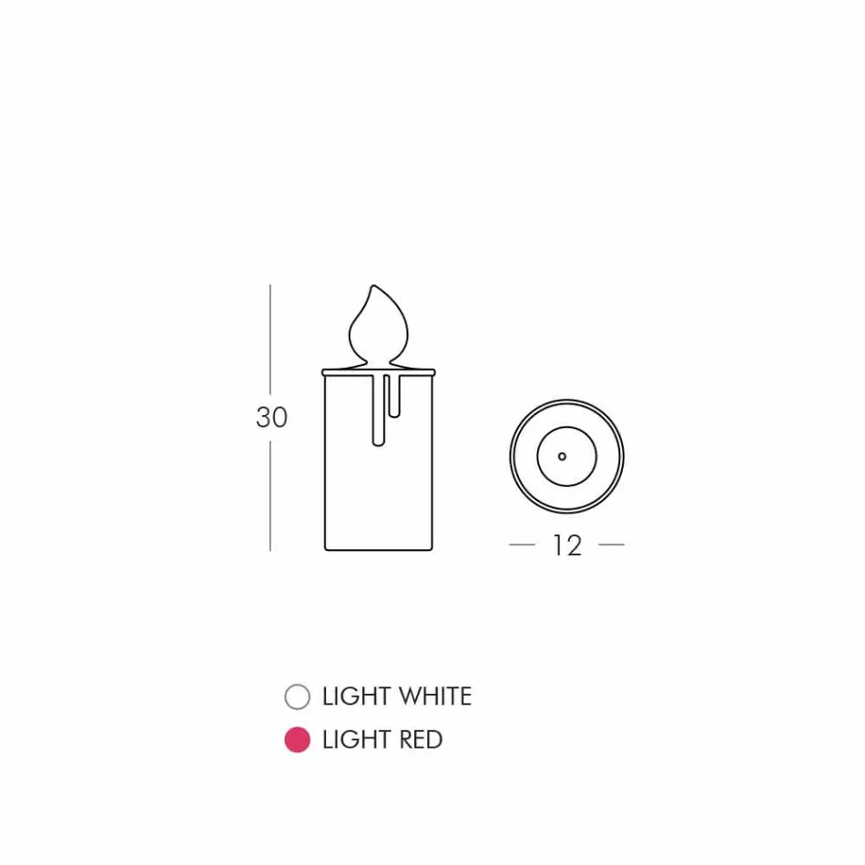 Weiß oder Rot leuchtende Kerze Tischlampe Design von Slide - Fiammetta Viadurini