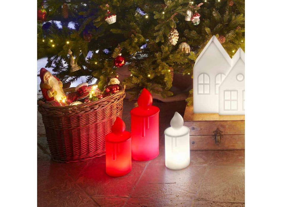 Weiß oder Rot leuchtende Kerze Tischlampe Design von Slide - Fiammetta Viadurini