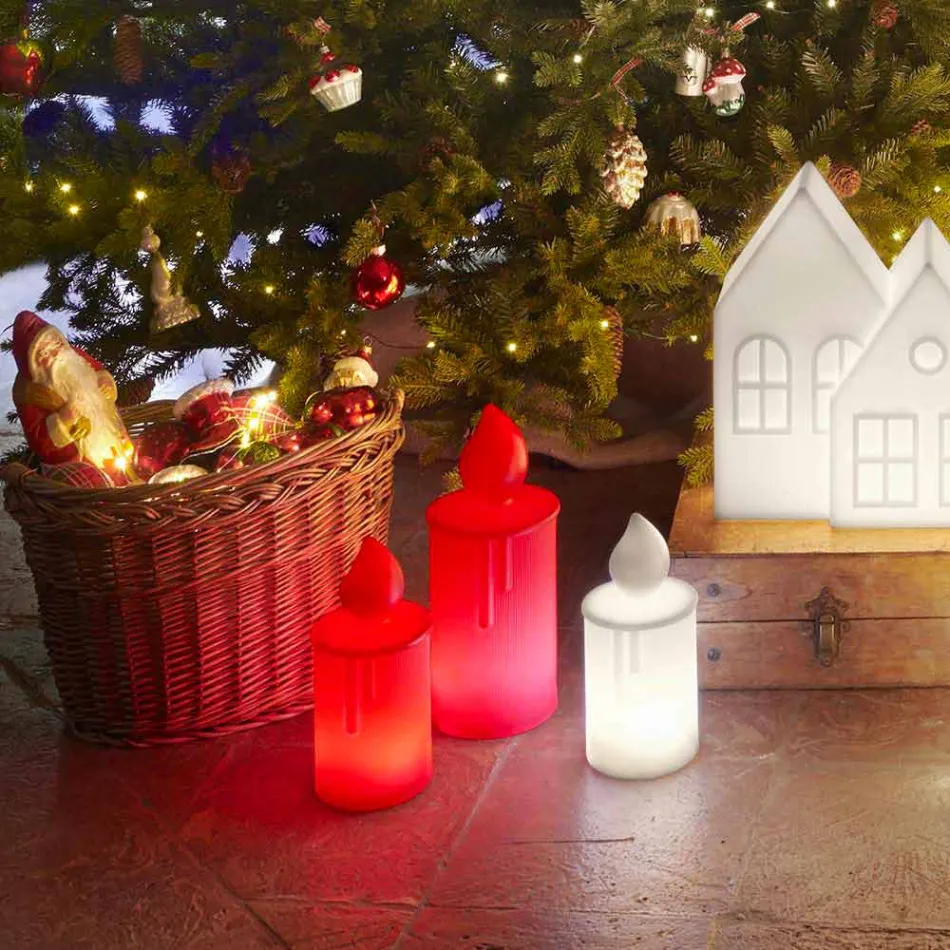 Weiß oder Rot leuchtende Kerze Tischlampe Design von Slide - Fiammetta Viadurini
