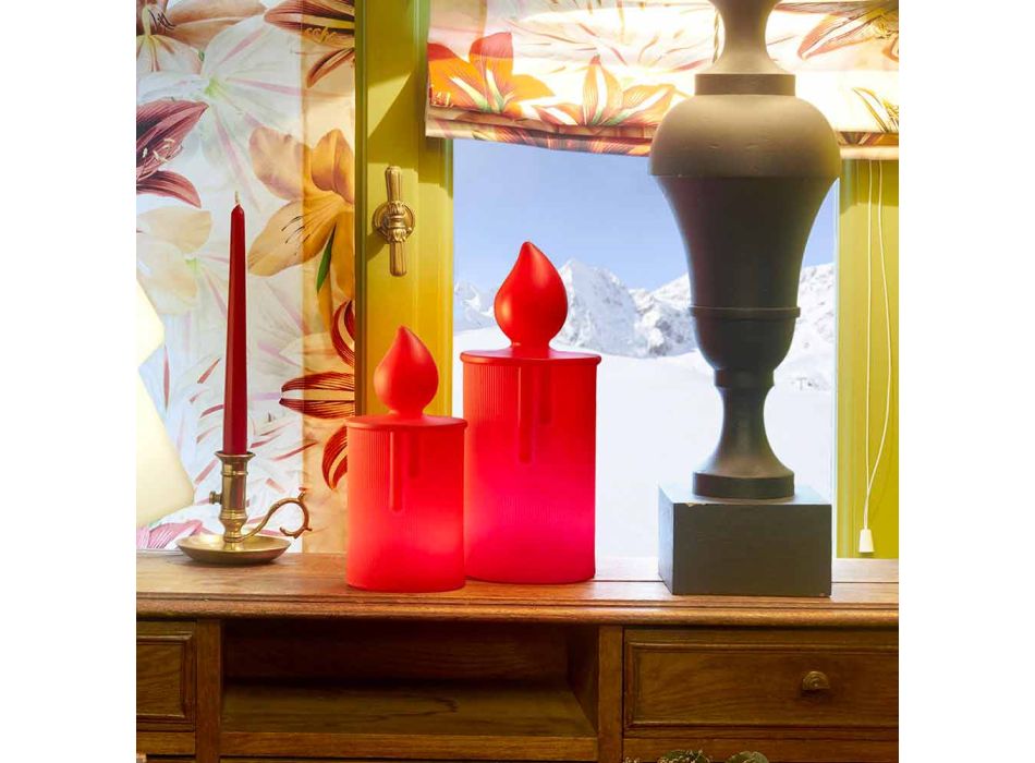 Weiß oder Rot leuchtende Kerze Tischlampe Design von Slide - Fiammetta Viadurini